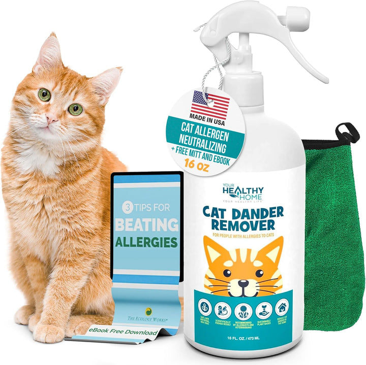 Cat Dander Remover Aloe Vera Free- Pet Dander Allergy Reducer Relief Dry Skin Spray for Cats and Humans| Cruelty-Free & Made in USA (1 Pack)