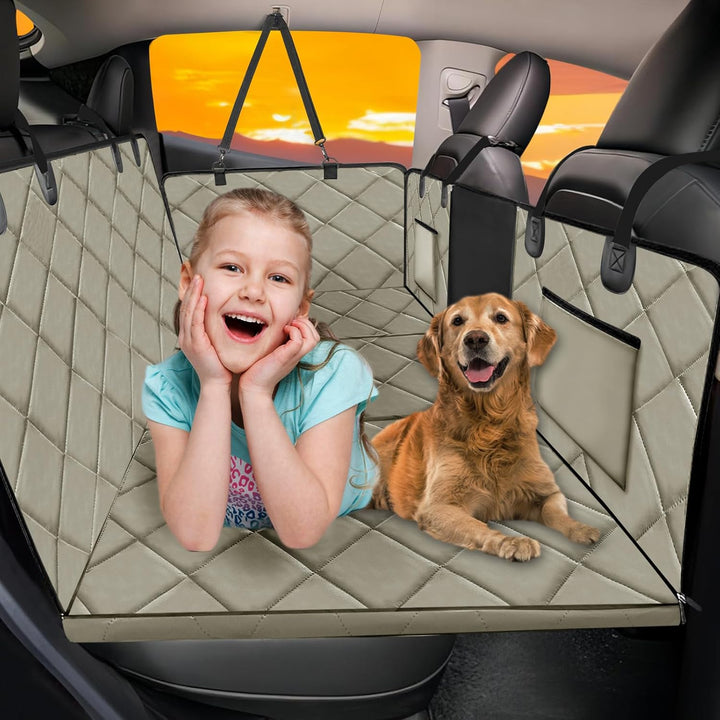 Back Seat Extender for Dogs-Large Space, Dog Car Seat Cover Hard Bottom Holds 420Lbs, Sturdy Backseat Extender for Dogs,Upgraded Material Waterproof Pet Car Bed Dog Hammock for Car, Suv,Truck