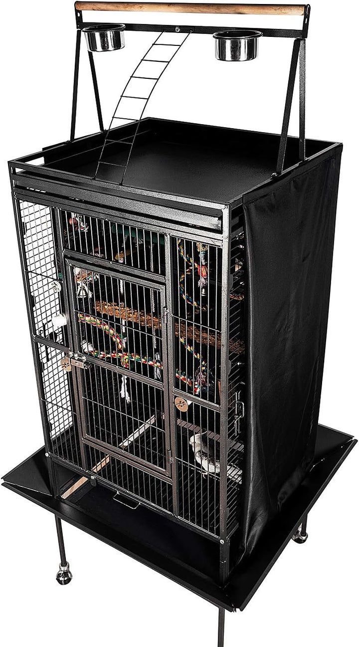 Good Night Bird Cage Cover for Large Bird Cage with Play Top (Patented), Black 68"