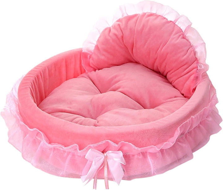 Pink Dog Bed Washable Princess Cat Couch Soft Plush Pet Sofa Nest Mat Snuggle Kitten Puppy Cave Beds Cute Cozy Kitten Doggy Kennel Cushion Small Medium Dogs Cats Sleeping Pad (S, Pink)