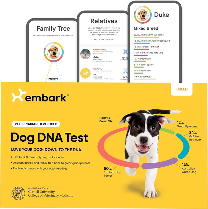 Breed Identification Kit - Most Accurate Dog DNA Testing Kit - 99% Breed Ancestry Accuracy for Mixed Breed Dogs - plus Relative Finder & Family Tree