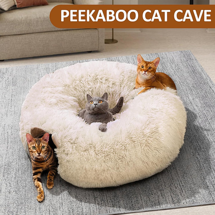 Cat Tunnel with Cat Bed for Indoor Cats, Multifunctional Donut Tunnel Playground Toys for Cats Kitten