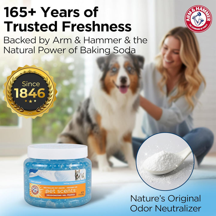 for Pets Air Care Pet Scents Deodorizing Gel Beads in Fresh Breeze | 12 Oz Pet Odor Neutralizing Gel Beads with Baking Soda | Air Freshener Beads for Pet Odor Elimination (FF12689)