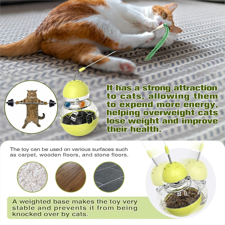 Cat Toy for Indoor Cats Halloween Toys Wobble Kitten Treat Dispensing Ball Food Dispenser Feeder Balls Kitty Stimulating Indoor Interactive Puzzle Game Gift