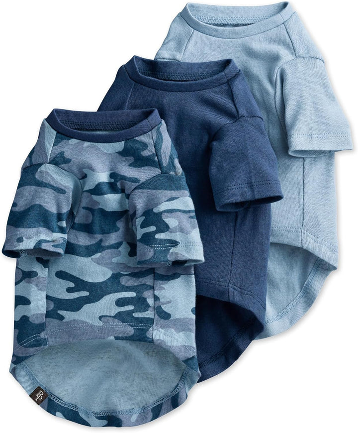 Toby II - the Perfect Tee, 3 Pack Short Sleeve Pet T-Shirt 100% Organic Cotton Tees Clothes for Small, Medium, Large Dogs​​, Navy Camo, Medium