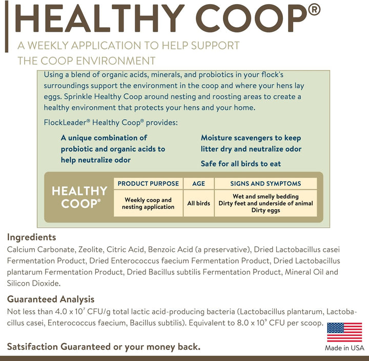 Healthy Coop, Litter Additive for Chicken Coop with Probiotic & Acidifier, Reduces Odor, Wetness & Bacteria, 12Lbs