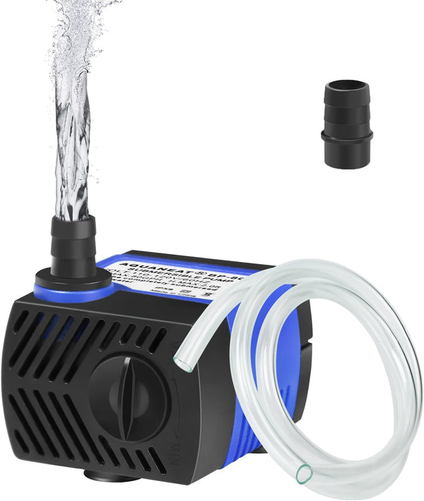 Small Fountain Pump, 80 GPH Mini Submersible Water Pump with 3.3 Ft Tubing, for Aquarium Fish Tank, Pet Water Fountain, Hydroponics, Pond Waterfall