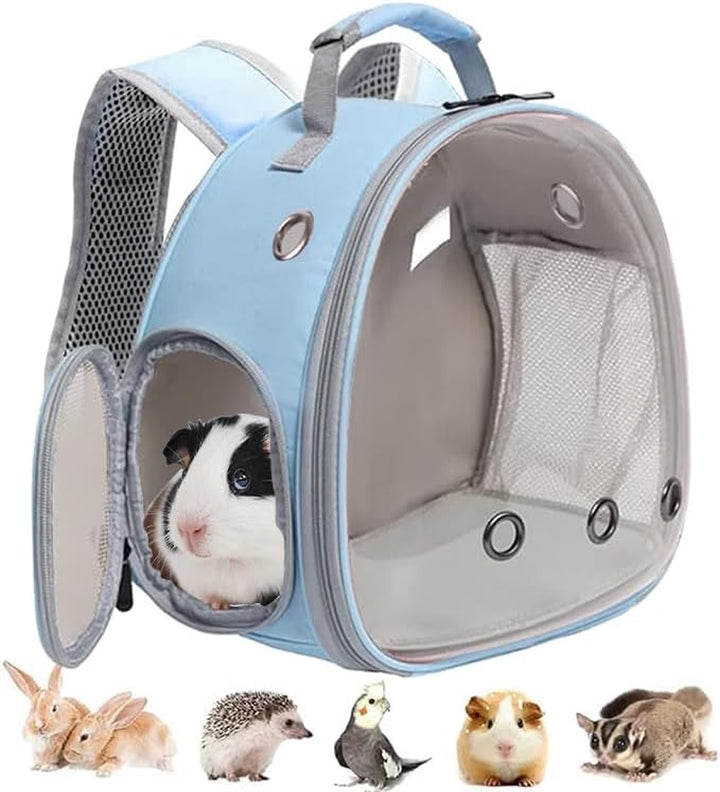 Guinea Pig Carrier Backpack, Clear Bubble Window Backpack for Guinea Pig, Bunny Rat Bird (Black, Carrier)