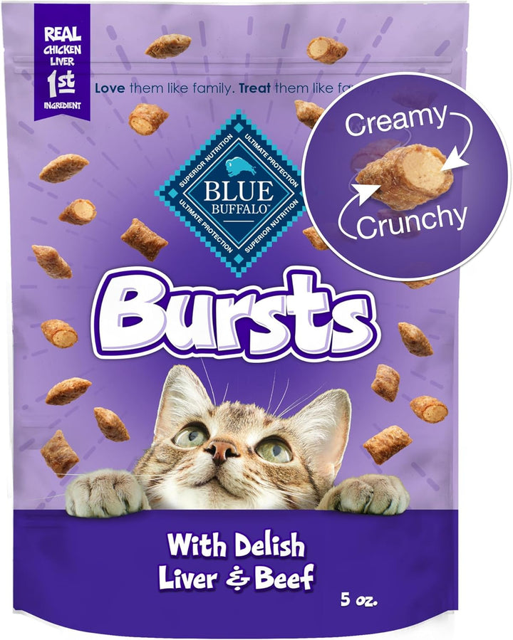 Bursts Crunchy & Creamy Cat Treats, Great for Training, Paw-Lickin' Chicken, 5-Oz Bag