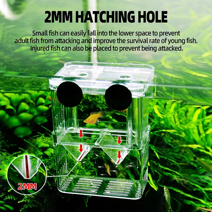 Aquarium Fish Tank Hatchery Incubator Breeding Box, Acrylic White Breeder Isolation Divider Hatching Boxes Accessory Small Baby Fishes Shrimp Clownfish Guppy