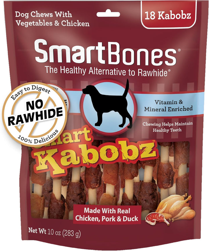 Smart Kabobz, Treat Your Dog to a Rawhide-Free Chew Made with Real Chicken, Pork and Duck 18 Count (Pack of 1)