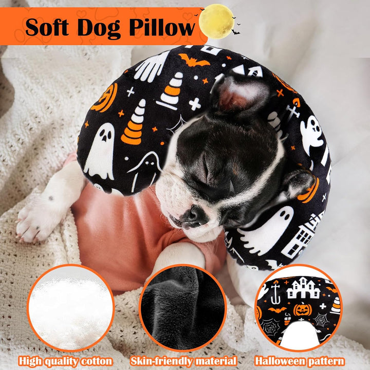 Dog Pillow for Small Dogs, U Shaped Dog Neck Calming Pillow for Joint Relief Sleeping Improve, Machine Washable Pet Pillow for Dogs & Cats(Halloween)