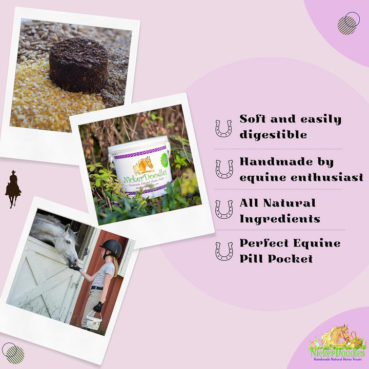 Horse Treats - 2 Lb Pail - Effortlessly Give Medications with Our Soft Baked Treats - Training Treats Are the Perfect Motivator - No Additives or Preservatives