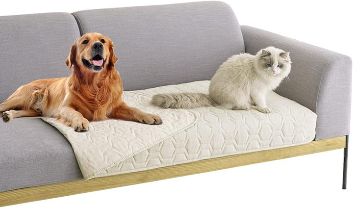 Waterproof and Anti-Slip Dog Bed Cover and Pet Blanket Sofa Pet Bed Mat ，Car Incontinence Mattress Protectors Furniture Couch Cover for Most Cats Dogs, Pets（52X82-Ivory）