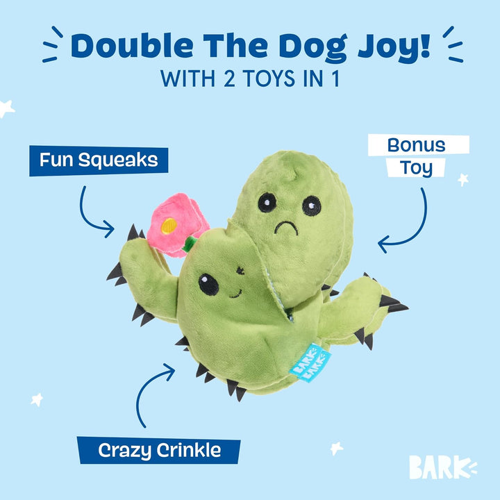2 in 1 Interactive Plush Dog Toy - Rip and Reveal Toy for Dogs and Puppies - Stimulating Squeaky Pet Toys | Consuela Cactus (Large)
