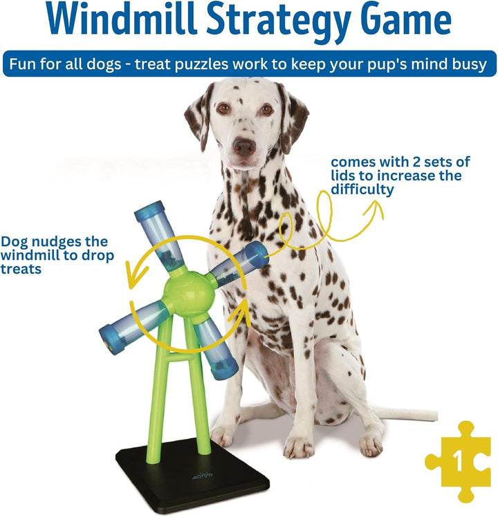 Windmill Strategy Game, Beginner Dog Puzzle Toy, Level 1 Activity, Treat Puzzle, Interactive Play, Dog Enrichment