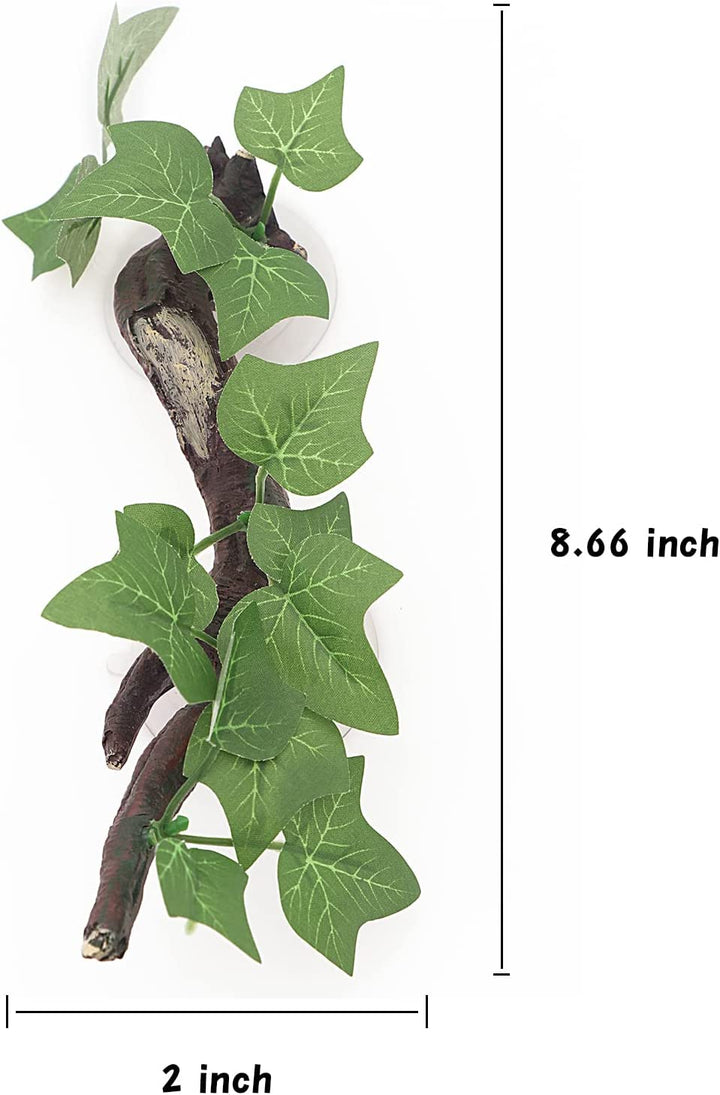 Reptile Corner Branch Terrarium Plant Decoration with Suction Cup for Amphibian Lizard Snake Climbing