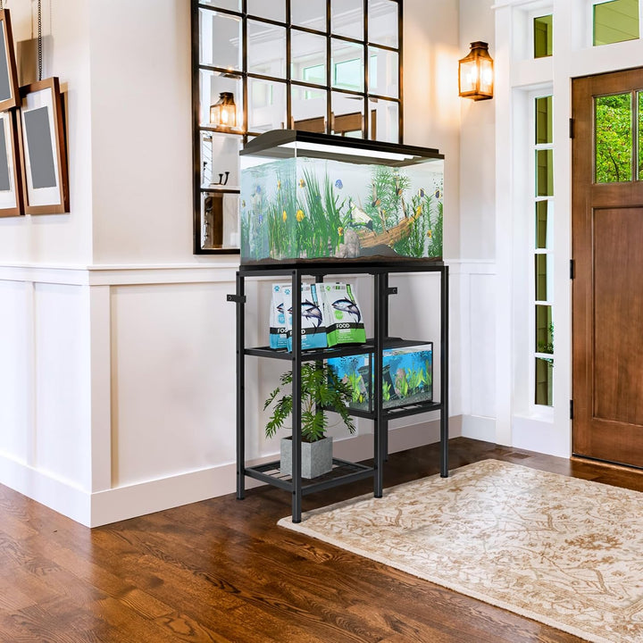 Aquarium Stand 20 Gallon, Metal Fish Tank Stand, Aquarium Rack Stand for Fish Tank Accessories , 3 Tier Turtle Reptile Terrarium Stand for Living Room Office