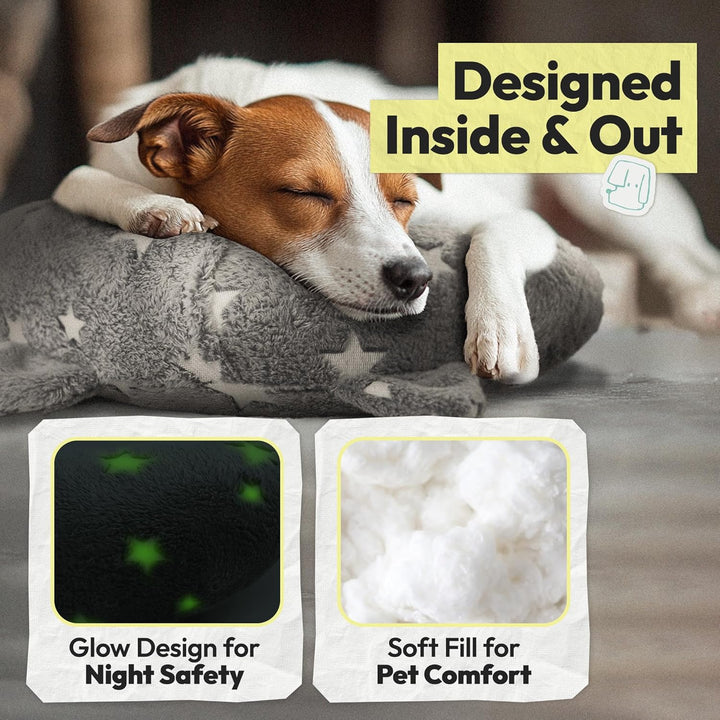 Dog Calming Pillow, Glow in the Dark Dog Put Head On, Soft Question Mark Pillows for Dogs, Kids, Adults, Washable Dog Bed Pillow, Cozy Dog Body Pillow (M Gray)