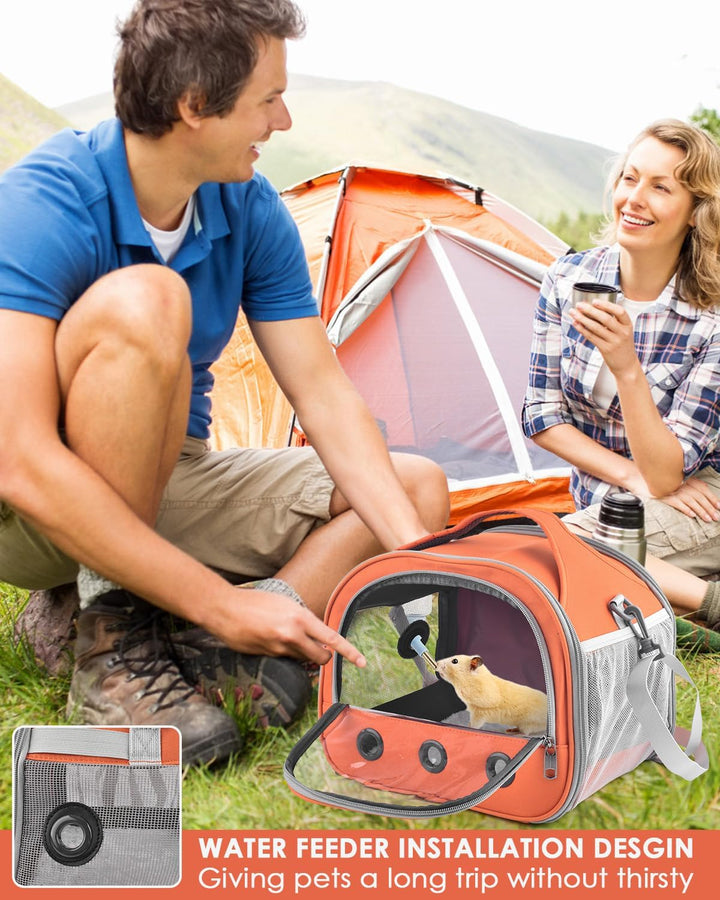 Guinea Pig Carrier Bag, Portable Small Animal Carrier Pouch for Hamster Chinchilla Rabbit Gerbil Hedgehog Sugar Glider Outgoing Travel Carrying Case -Orange