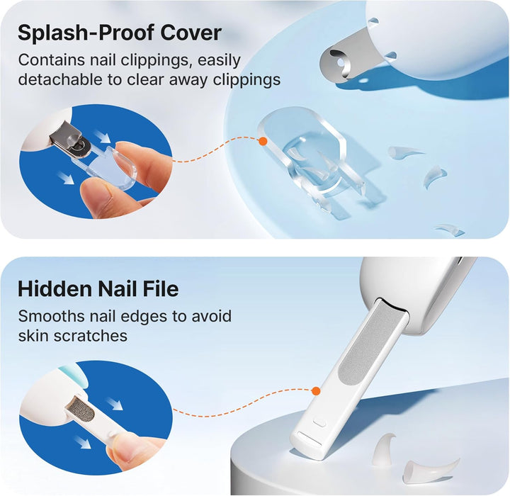 Cat Nail Clipper with Adjustable 3-Size Trimming Hole & Hidden Nail File | Safe Toenail Trimmer for Kittens & Indoor Cats | Anti-Splash Claw Cutter for Grooming (Blue)