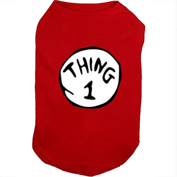 Dog Shirts for Pet Clothes Soft Breathable Puppy Shirts Pop Culture Thing 1 to Thing 9 Printed Pet T-Shirt (RED-2, Large)
