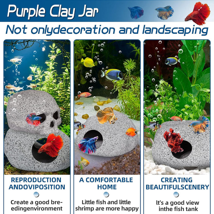 Aquarium Decorations Cave Fish Tank Accessories Rock Decor for Shrimp Cichlid Hiding Breeding Small Fish Bowl Hide Decoration Betta Toys Hideout Stones House（Medium）