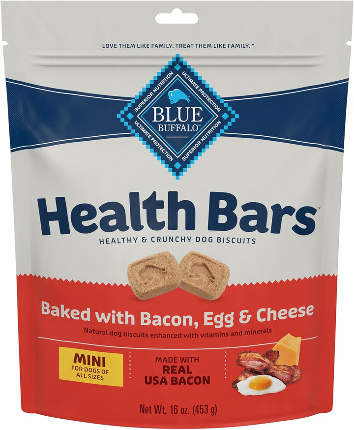 Health Bars Mini Crunchy Dog Biscuits, Oven-Baked with Natural Ingredients, Apples & Yogurt, 16-Oz Bag
