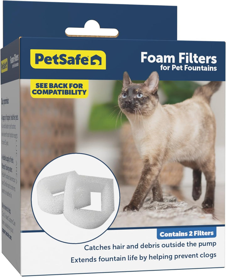 Drinkwell Replacement Foam Filters - Improves Water Cleanliness - Protects Pump - Catches Hair & Debris - Compatible with Ceramic, Stainless, & Plastic Pet Fountains