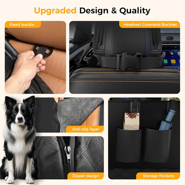Dog Car Seat Cover for Back Seat,100% Waterproof Scratch Proof Nonslip Seat Cover,600D Heavy Duty Scratch Soft Dog Hammock for Car for Cars Trucks and Suvs