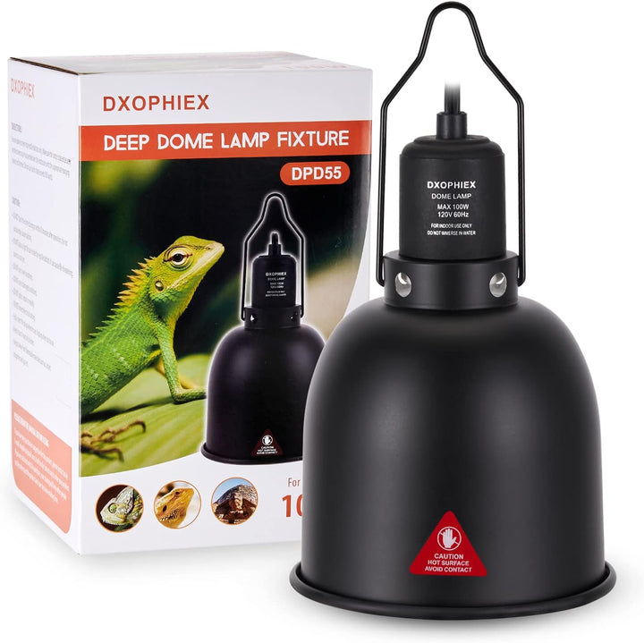 5.5Inch Deep Dome Reptile Heat Lamp Reptile Light Fixture UVB Light Fixture Max 100W for Bearded Dragon, Turtles, Snake and Lizard Terrarium