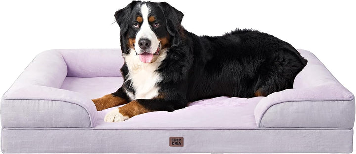 Orthopedic Dog Beds for Extra Large Dogs 44X32Inch, Waterproof Memory Foam XL Pet Bed with Sides, Non-Slip and Egg-Crate Foam Big Dog Couch Bed with Washable Removable Cover, Grey