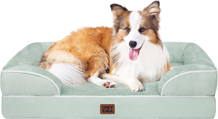 Orthopedic Dog Beds for Extra Large Dogs 44X32Inch, Waterproof Memory Foam XL Pet Bed with Sides, Non-Slip and Egg-Crate Foam Big Dog Couch Bed with Washable Removable Cover, Grey