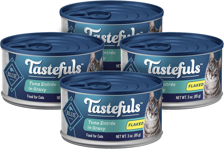 Tastefuls Flaked Wet Cat Food Variety Pack, Made with Natural Ingredients, Tuna, Chicken, Fish & Shrimp, 3-Oz Cans (12 Count, 4 of Each)