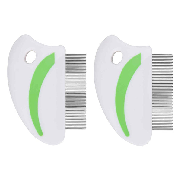 2 Pack Flea Lice Comb, Stainless Steel Dog Cat Grooming Combs with Rounded Teeth, Professional Pet Tear Stain Remover, Dematting Tool for Small, Medium & Large Pets