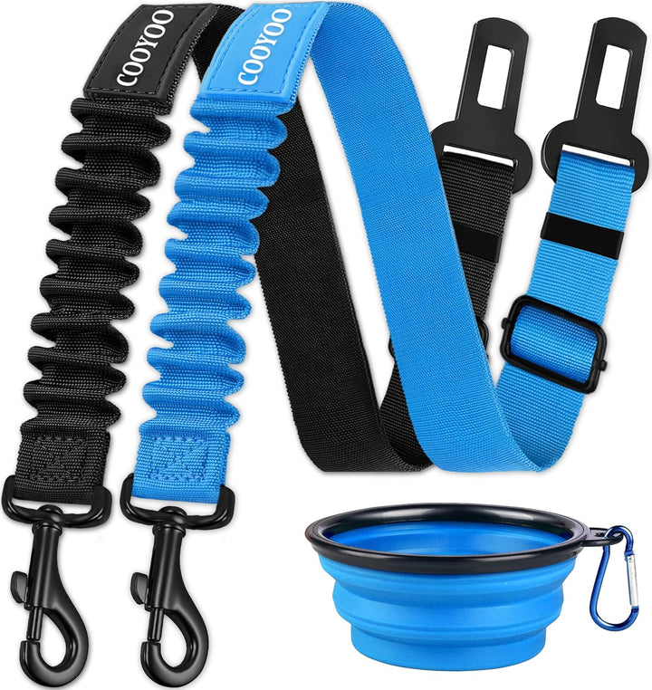 Dog Seat Belt,3 Piece Set Retractable Dog Car Harness Adjustable Dog Seat Belt for Vehicle Nylon Pet Safety Seat Belts Heavy Duty & Elastic