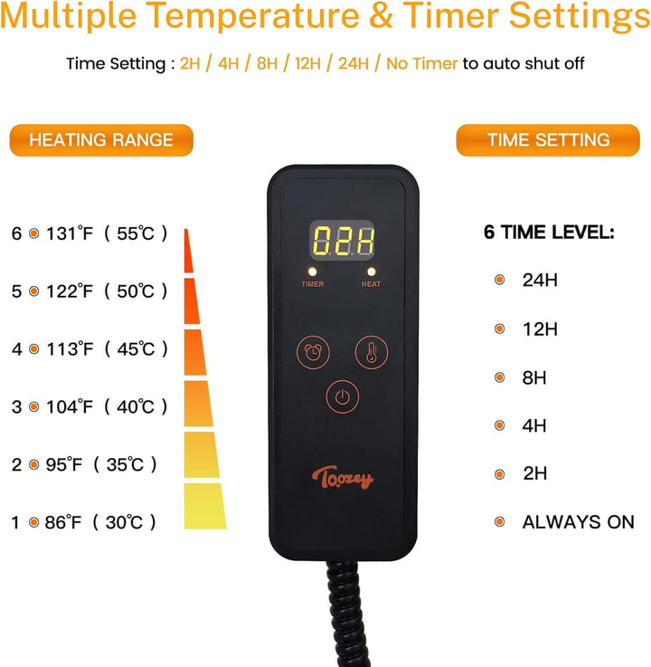 Small Pet Heating Pad, 6 Adjustable Temperature Dog Cat Heating Pad with Timer, Waterproof Heated Cat Bed with Chew Resistant Cord, Indoor Electric Pet Heated Mat 18X16In