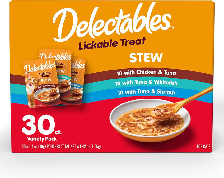 Delectables Stew Lickable Wet Cat Treats for Adult & Senior Cats, Variety Pack, 1.4 Ounce (Pack of 12)