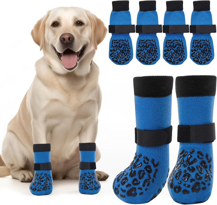 Non Slip Dog Socks with Grippers Prevent from Licking Paws,Anti-Slip Dogs Grip Socks for Senior Dogs on Hardwood Floor(Grey,2Pairs,L)