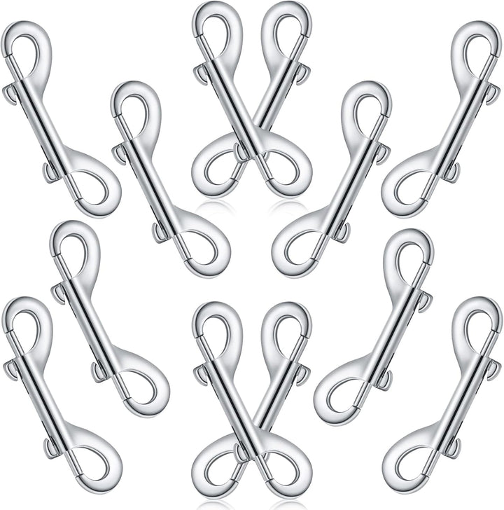 12 Pieces Double Ended Bolt Snaps Hook Zinc Alloy Double Trigger Clips Home Pet Accessory for Linking Dog Leash Collar Leash Key Chain Horse Tack Pet Sling Feed Buckets (3.5 Inch)