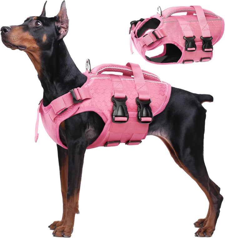Dog Life Jacket High Flotation, Reflective Dogs Life Vest for Swimming Boating, Adjustable Small Medium Large Dog Lifejacket, Lightweight Dogs Life Preserver Rescue Handle Spring Summer Pool