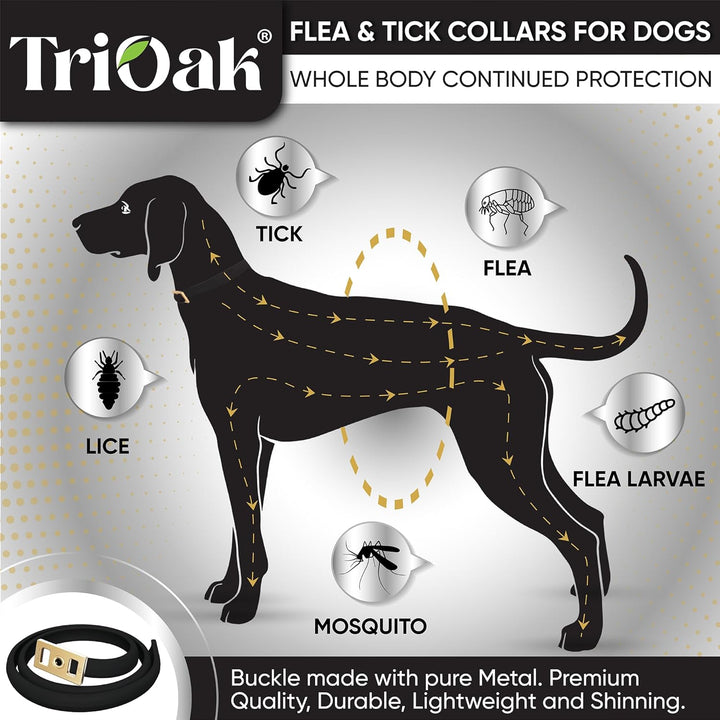 4 Pack Flea and Tick Collar for Dogs, 8-Month Protection, Flea Tick Collar for Dogs, Black