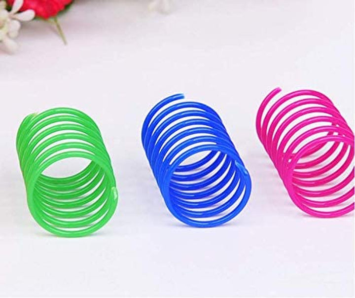 Cat Spring Toy (60 Pack), Cat Kittens Toys Plastic Coil Spiral Springs for Swatting, Biting, Hunting, and Active Healthy Play (Random Color)