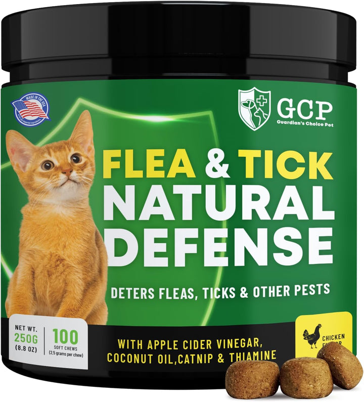 Flea and Tick Chewable Treats for Cats – No Harsh Chemicals – 100 Chicken-Flavored Chews Pets