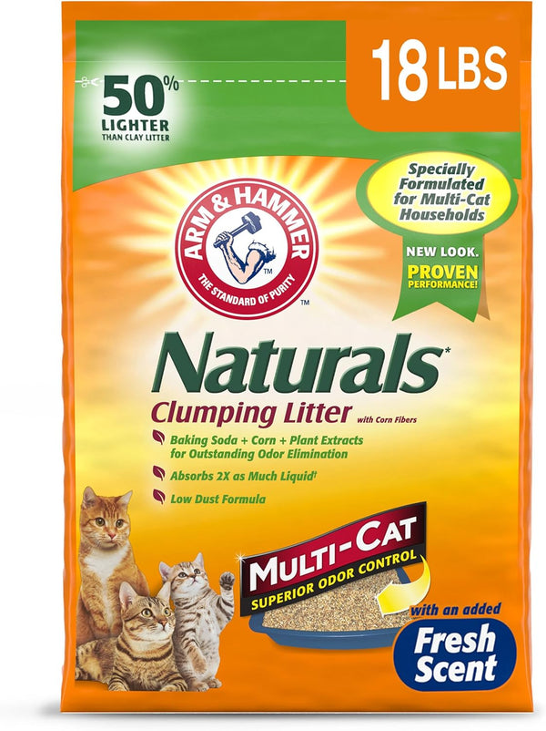 Naturals Clumping Cat , Litter Odor Control, Multi Cat Litter, 18 Lb. Bag