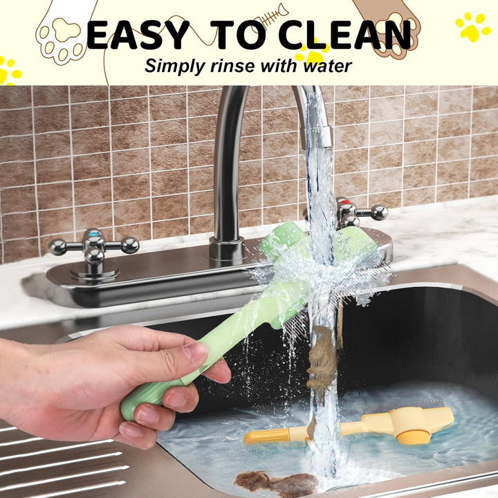 Pet Hair Removal Comb One-Click Self-Cleaning Grooming Brush, De-Shedding Comb for Short & Long Hair, Pet Grooming Supplies for Cats & Dogs