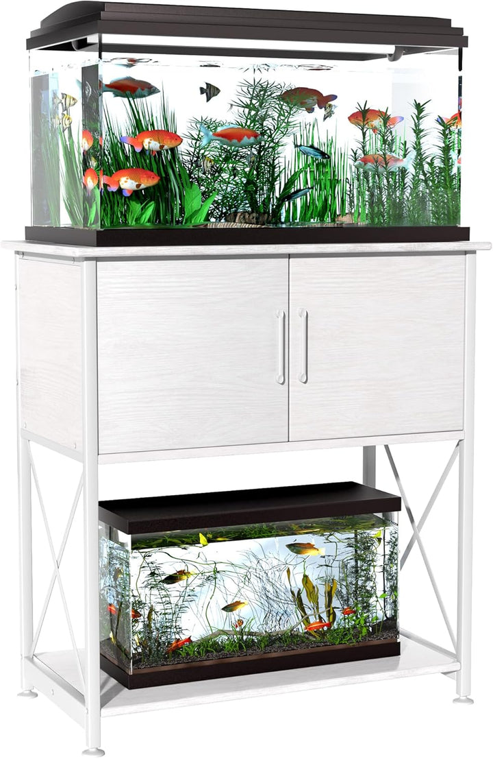 20-29 Gallon Aquarium Stand Metal Frame Fish Tank Stand with Cabinet Storage, for 20 Gallon Long Aquarium,30.7" L*16.5" W Tabletop,330Lbs Capacity Grey PG01YGZ