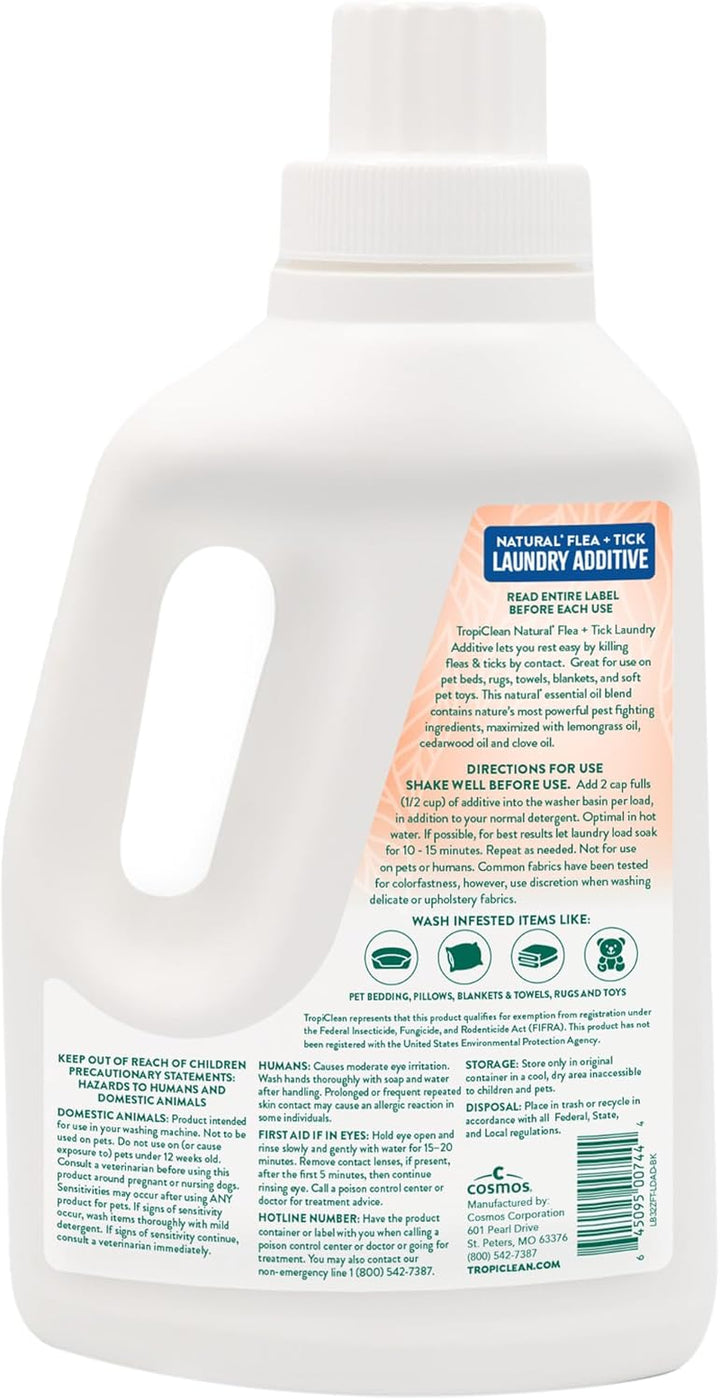 Flea and Tick Laundry Additive, Laundry Detergent Booster, Safe for Dogs, Cats, & Home, Powerful Treatment Laundry Addition, 32Oz