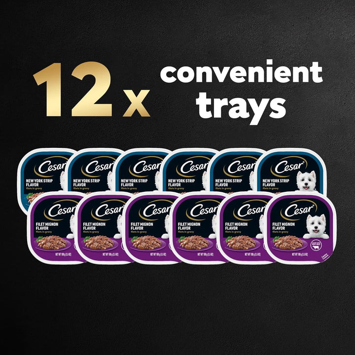 Filets in Gravy Adult Wet Dog Food, Filet Mignon and New York Strip Flavors Variety Pack, 3.5 Oz. (12 Count, Pack of 1)