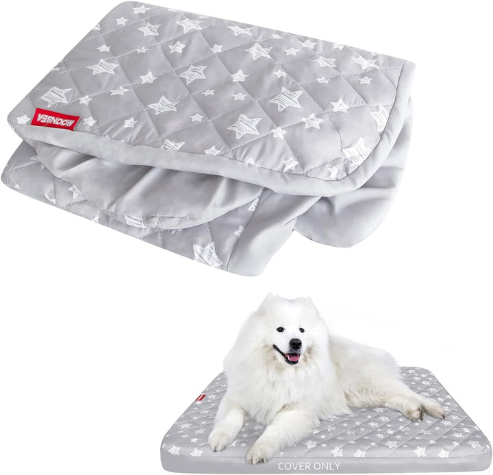 Waterproof Dog Bed Covers Replacement Washable Pet Hair Easy to Remove, Noiseless Quilted Puppy Pet Bed Cover Lovely Grey Star Print 27X36 Inches, for Dog/Cat, Cover Only